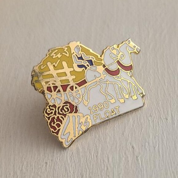 Elks Lodge 1990 Rose Parade Float Lapel Pin Tie Tack Brooch - BPOE Club Member - Picture 1 of 4